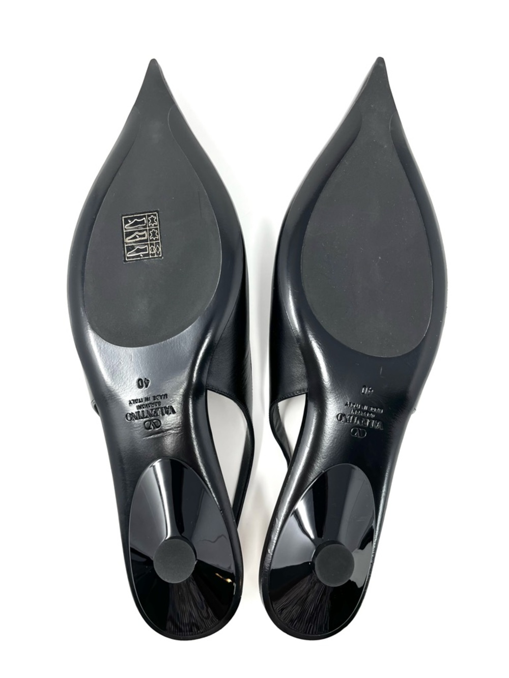 NEW NWT Valentino Garavani Black VLogo Slingback Ballerina Pointed Toe Flats 40 - Picture 7 of 11